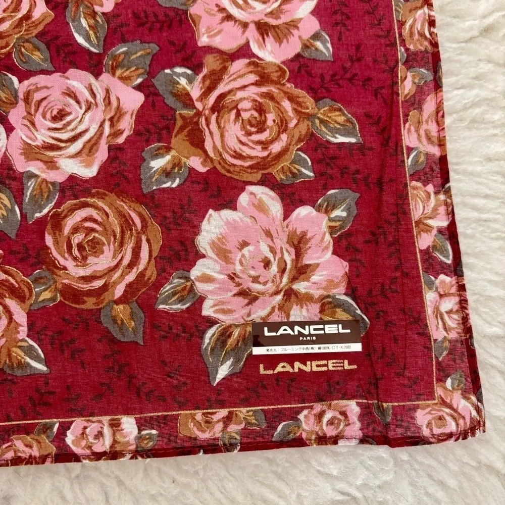 Lancel Floral Handkerchief/Bandana Scarf size 18”